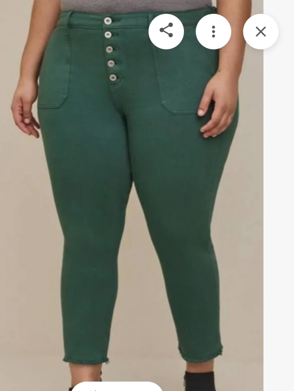 torrid Dark Green Button-Fly Chinos